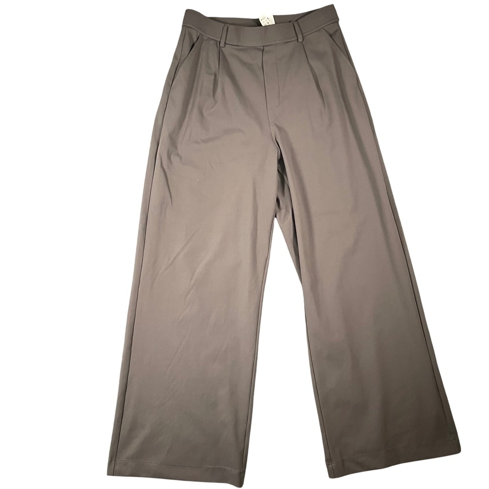 Halara Flex DayStretch High Waisted Pocket Straight Leg Work Pants M Gray/Brown